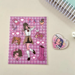 Korean Ins Cute Retro Girl Sticker Planner Scrapbooking DIY Album Decoration Sticker Aesthetic Personalized Kawaii Stationery (ONLINE ORDER ONLY)