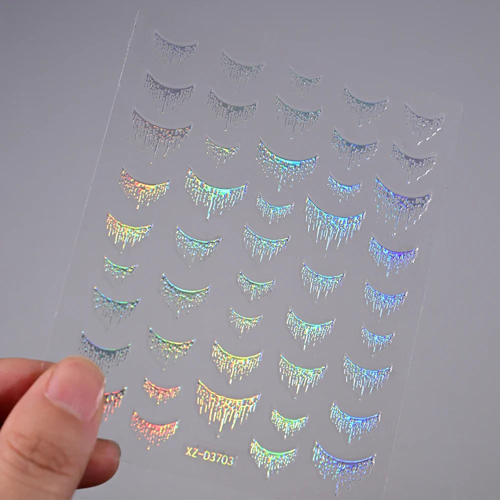 12PCS French Tassel Crescent Moon Arc Self Adhesive Nail Art Sticker 3D French Kiss Crescent Nail Stickers Lines Manicure Decals (ONLINE ORDER ONLY)
