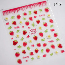 Chic Cute Cheese Ice Cream Pudding Bowknot Strawberry Muffin Stars Cake Embossed Heart Adhesive Nail Art Sticker Manicure Decals (ONLINE ORDER ONLY)