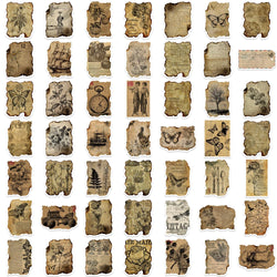 50PCS Vintage Manuscript Stickers For Hand Account Laptop Suitcase Phone Case DIY Cartoon Stickers Retro Style Graffiti Decals (ONLINE ORDER ONLY)