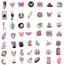 10/30/50/100pcs Cute Art Gothic Pink Green Magic Witch Aesthetic Stickers Cartoon Decal Laptop Phone Suitcase Decoration Sticker (ONLINE ORDER ONLY)