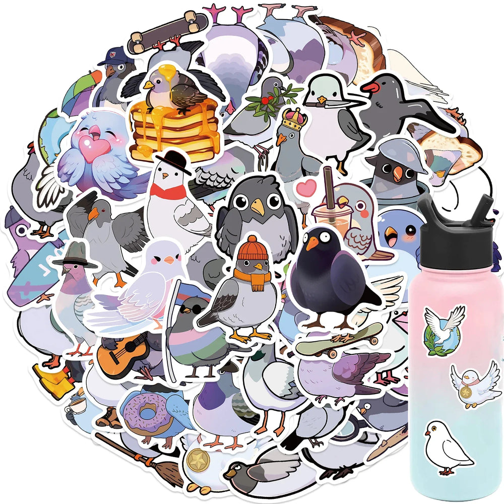 50PCS Cute Cartoon Pigeon Stickers DIY Diary Laptop Luggage Skateboard Animal Sticker Fun Classic Toy (Online Order Only)