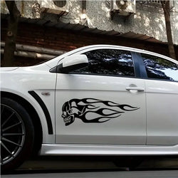 2Pcs Skull Flames Badge Car Stickers, Fashion Waterproof Vinyl Decal Car Styling Decoration Accessories Auto Sticker (ONLINE ORDER ONLY)