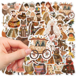 10/30/50PCS Cute Fairy Tale Character Stickers Funny Retro Cartoon Decals Waterproof Decoration DIY Diary Scrapbook Laptop Bike (Online Order Only)