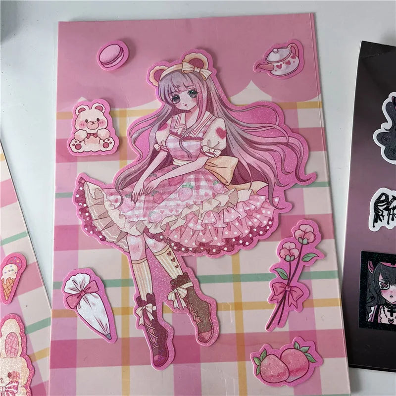 Korean Cute Maid Devil Angel Girl Stickers Scrapbooking DIY Album Decoration Sticker Aesthetic Personalized Kawaii Stationery (ONLINE ORDER ONLY)