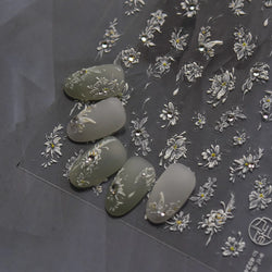 Petal Numerous Flowers Luxuriant Plant Garden Yellow Stamen Charming 5D Soft Relief Adhesive Nail Art Sticker 3D Manicure Decals (ONLINE ORDER ONLY)