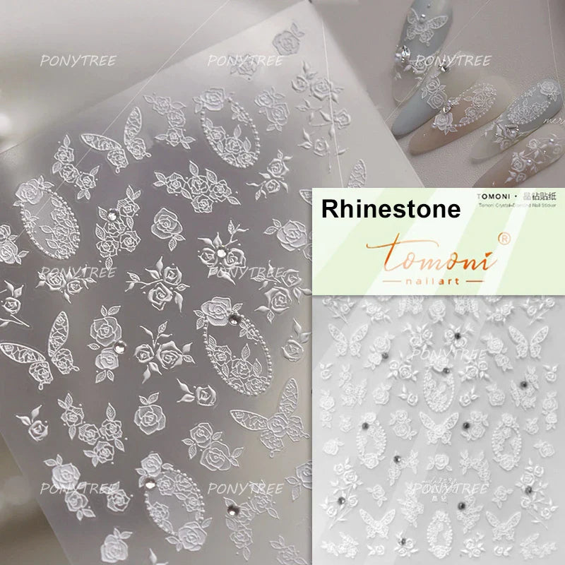 Watercolor Style Rose Flower Colored Rosa Chinensis 3D 5D Flat Reliefs Charming Self Adhesive Nail Art Stickers Manicure Decals (ONLINE ORDER ONLY)