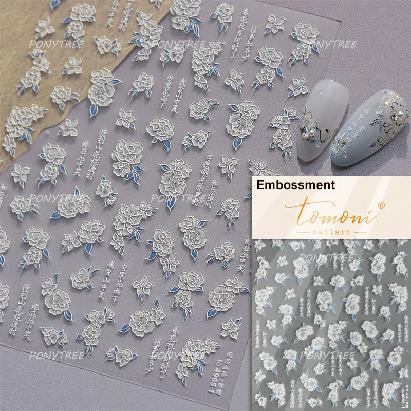 Charm Pink Yellow Flower Petal Stamen Stamen Peony Self Adhesive Nail Art Decorations Stickers Shiny Rhinestone Manicure Decals (ONLINE ORDER ONLY)
