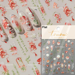Antique Bamboo Leaf Hot Stamping Plant Botany Calligraphy Characters Self Adhesive Nail Art Stickers Rhinestone Manicure Decals (ONLINE ORDER ONLY)