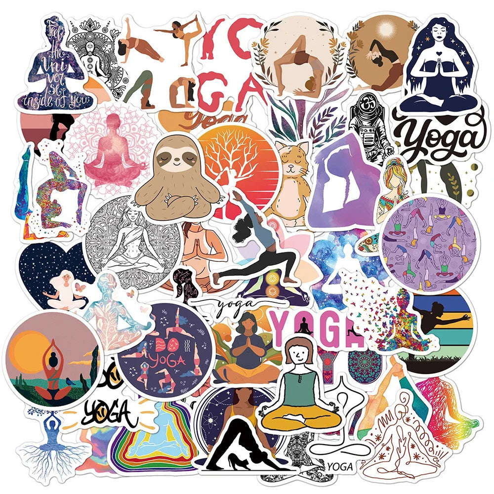 Yoga Fitness Stickers 10/30/50PCS for Phone, Laptop, Luggage, Skateboard, Kids (ONLINE ORDER ONLY)