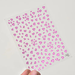Flat Small Pink Brown Halo Dyeing Love Heart Geometric Leopard Shiny Jelly Chic Embossed Relief Nail Art Stickers Manicure Decal (Online Order Only)