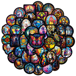 10/50pcs Glass Style Colorful Animal Gothic Stickers DIY Skateboard Fridge Guitar Laptop Motorcycle Travel Cool Decal Sticker (Online Order Only)