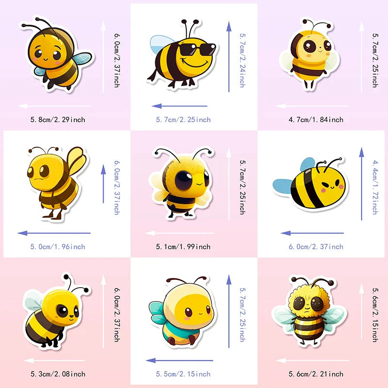 10/30/50PCS Cartoon Little Bee PVC Sticker Aesthetic Children's Laptop Decoration Scrapbooking Stationery School Supplies (ONLINE ORDER ONLY)