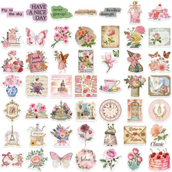 50PCS Retro Pink Collage Doodles Sticker Waterproof Graffiti Sticker Art Picture Luggage Home Scrapbook Cartoon Laptop (ONLINE ORDER ONLY)