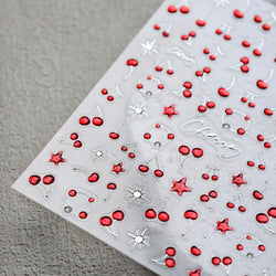 Lovely Mini Red Cherry Jelly Star Sun Fruit Charming Silver 3D 5D Self Adhesive Nail Art Stickers Cute Manicure Decals Wholesale (ONLINE ORDER ONLY)