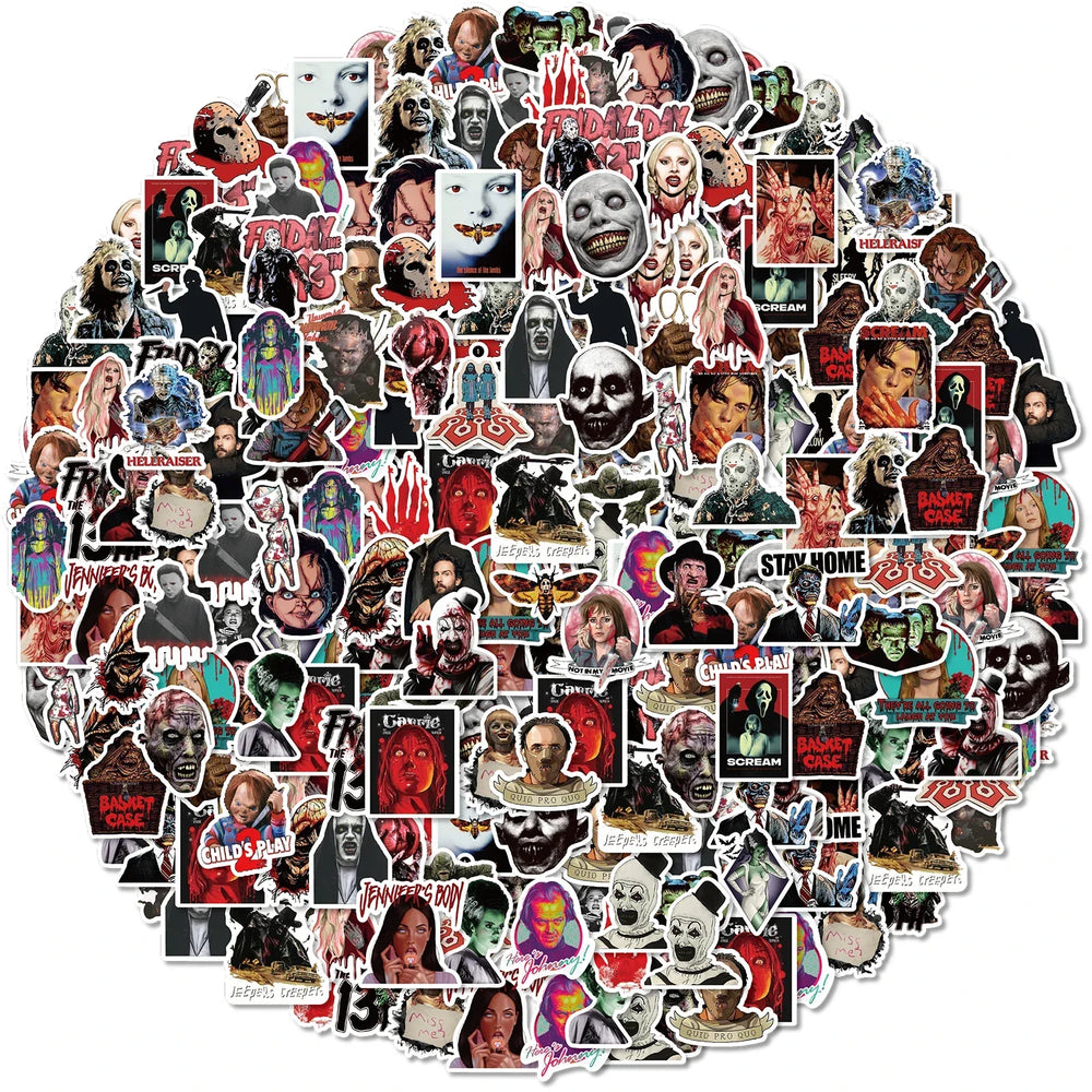 50pcs/bag Dark Figure, Killer Pattern Stickers Suitable for Scary Parties, Notebooks, Water Bottles, Phone Cases, Kids Stickers (ONLINE ORDER ONLY)