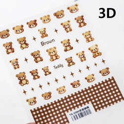 Charming Cherry's Cake Cute Bowknot Pink Blue Bear Flower Bouquet Strawberry Adhesive Nail Art Sticker Rhinestone Manicure Decal (Online Order Only)