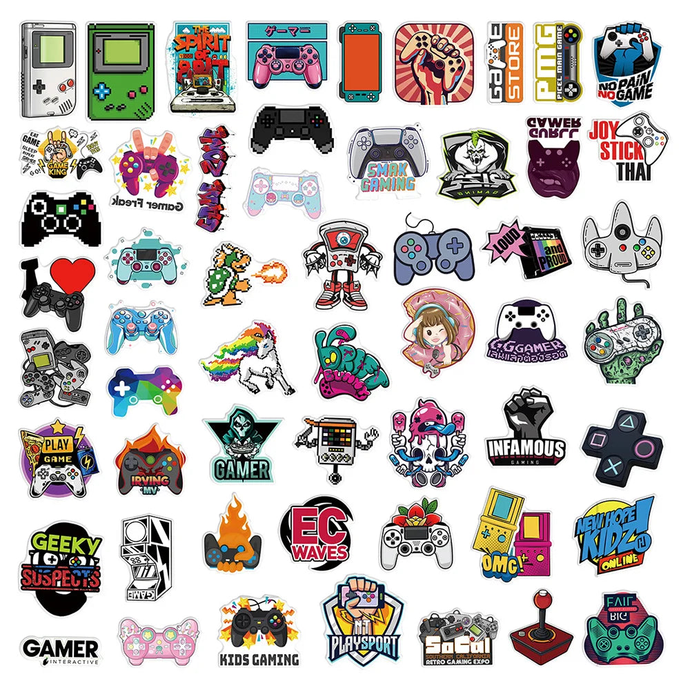 10/30/50PCS Cool Joystick Gamepad Video Game Stickers Graffiti DIY Notebook Phone Laptop Bike Cute Cartoon Decals Kids Toys Gift (ONLINE ORDER ONLY)