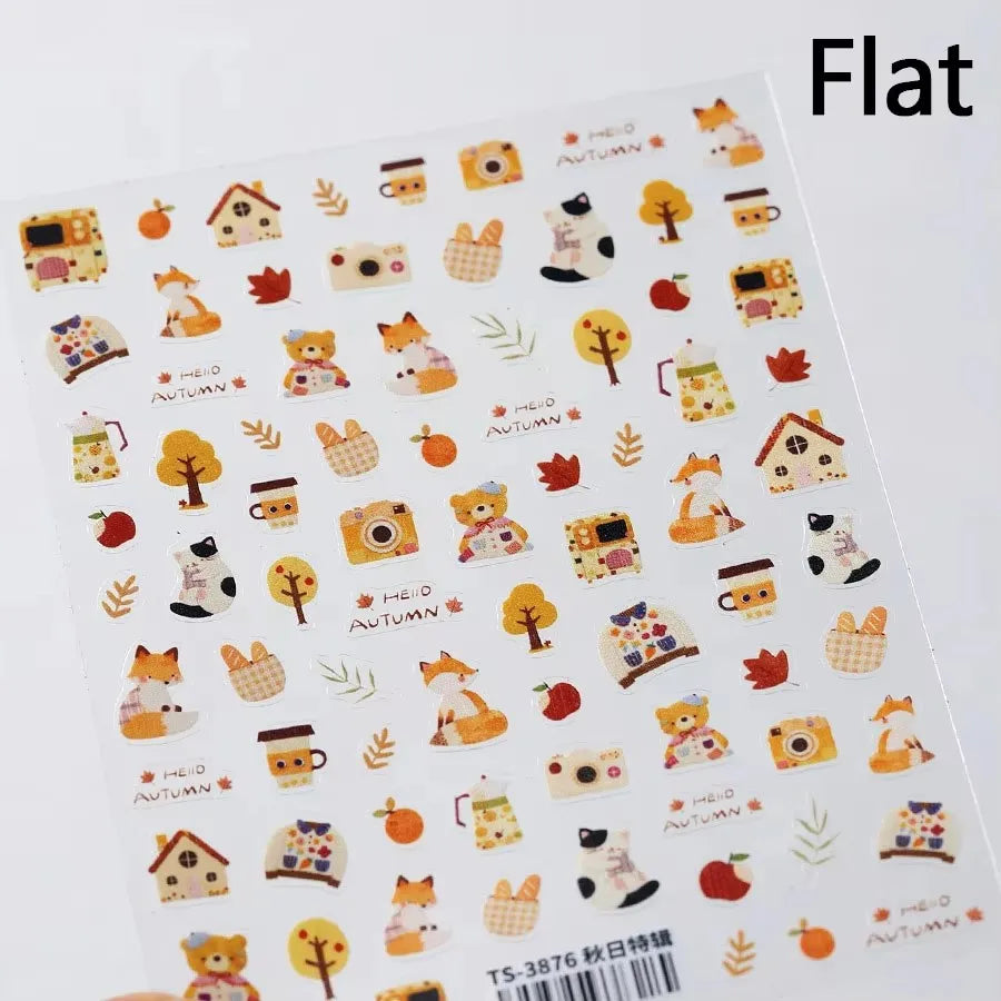 Cute Mango Dog Puppy Bear Bichon Blueberries Strawberry Cake Fruit Juice Desserts Corgi Adhesive Nail Art Sticker Manicure Decal (Online Order Only)
