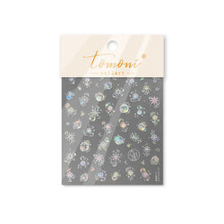 Shiny White Pink Blue Gold Snowflakes Hexagon Water Bubbles Winter 5D Self Adhesive Nail Art Stickers Rhinestone Manicure Decals (ONLINE ORDER ONLY)
