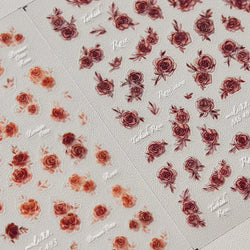 Gradient Halo Dyeing Dark Red Rose Flower Rhinestone Lace Bow Heart 3D Self Adhesive Nail Art Decoration Sticker Manicure Decals (ONLINE ORDER ONLY)