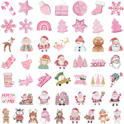 10/50Pcs New Year Merry Pink Christmas Stickers Deer Santa Claus Snowman Children Gift Decal DIY for Skateboard Luggage Suitcase (Online Order Only)