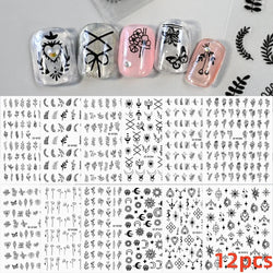 12PCS French Tassel Crescent Moon Arc Self Adhesive Nail Art Sticker 3D French Kiss Crescent Nail Stickers Lines Manicure Decals (ONLINE ORDER ONLY)