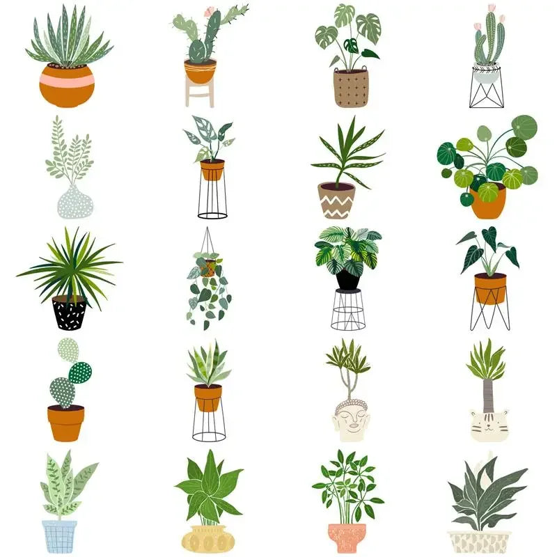 10/30/44PCS Cute Plants Sticker Aesthetic PVC Stationery Children's Sketchbook Sticky Diary Laptop Scrapbook Supplies for Kids (Online Order Only)