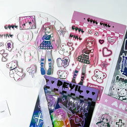 Ins Cute Angel Princess Baseball Girl Sticker Scrapbooking DIY Album Decoration Sticker Aesthetic Personalized Kawaii Stationery (ONLINE ORDER ONLY)