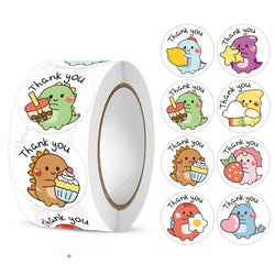 100-500Pcs 3cm Korean Cute  Animal Thank You Stickers Roll for Envelope Student Kid Label Kawaii Stationery Sticker Seal Lable (Online Order Only)