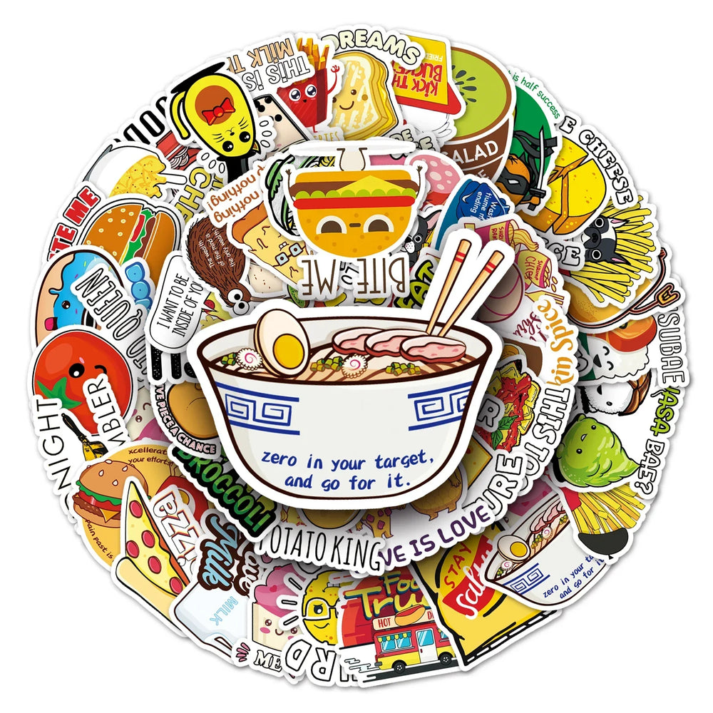 50Pcs Cartoon Waterproof Vinyl Stickers for Skateboard Snowboard Decals (ONLINE ORDER ONLY)