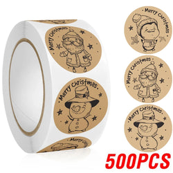 100-500pcs Merry Christmas Santa Claus Labels Stickers for Gift Package Card Envelope Wrapping Party Baking Small Business (Online Order Only)