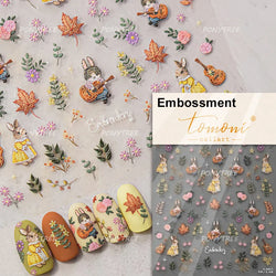Rabbit Bunny Bear Flower Lace Bowknot Retro Frame Rose Self Adhesive Nail Art Decoration Stickers Chic Manicure Decals Wholesale (ONLINE ORDER ONLY)