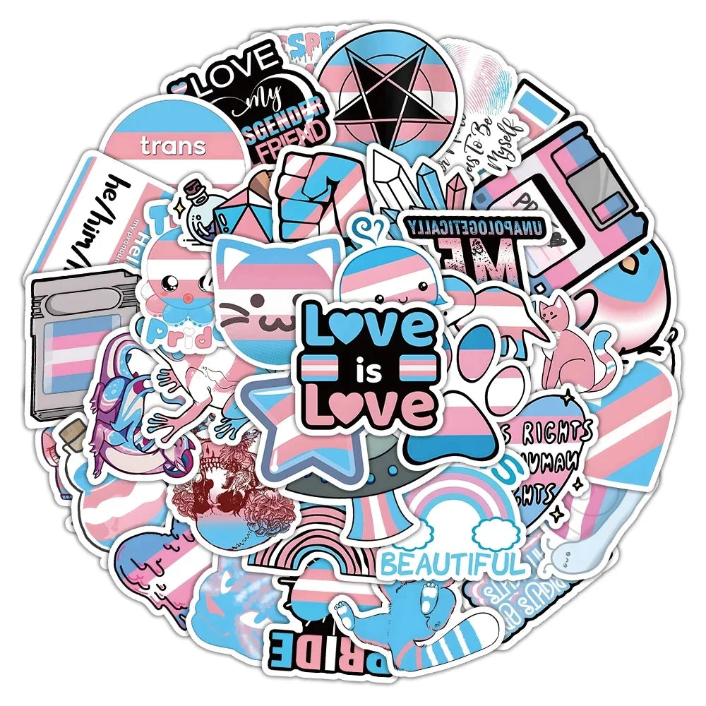 Transgender Pride Stickers Decals Rainbow LGBTQ+ Graffiti DIY Phone Laptop (ONLINE ORDER ONLY)
