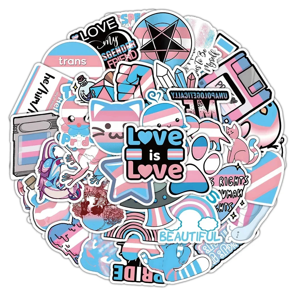 Transgender Pride Stickers Decals Rainbow LGBTQ+ Graffiti DIY Phone Laptop (ONLINE ORDER ONLY)