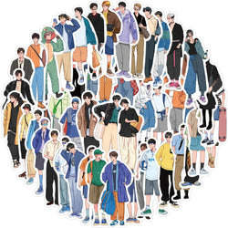 50PCS Boy Wear Fashion Man Stickers Pack DIY Skateboard Motorcycle Suitcase Stationery Stickers Phone Laptop Toy (Online Order Only)