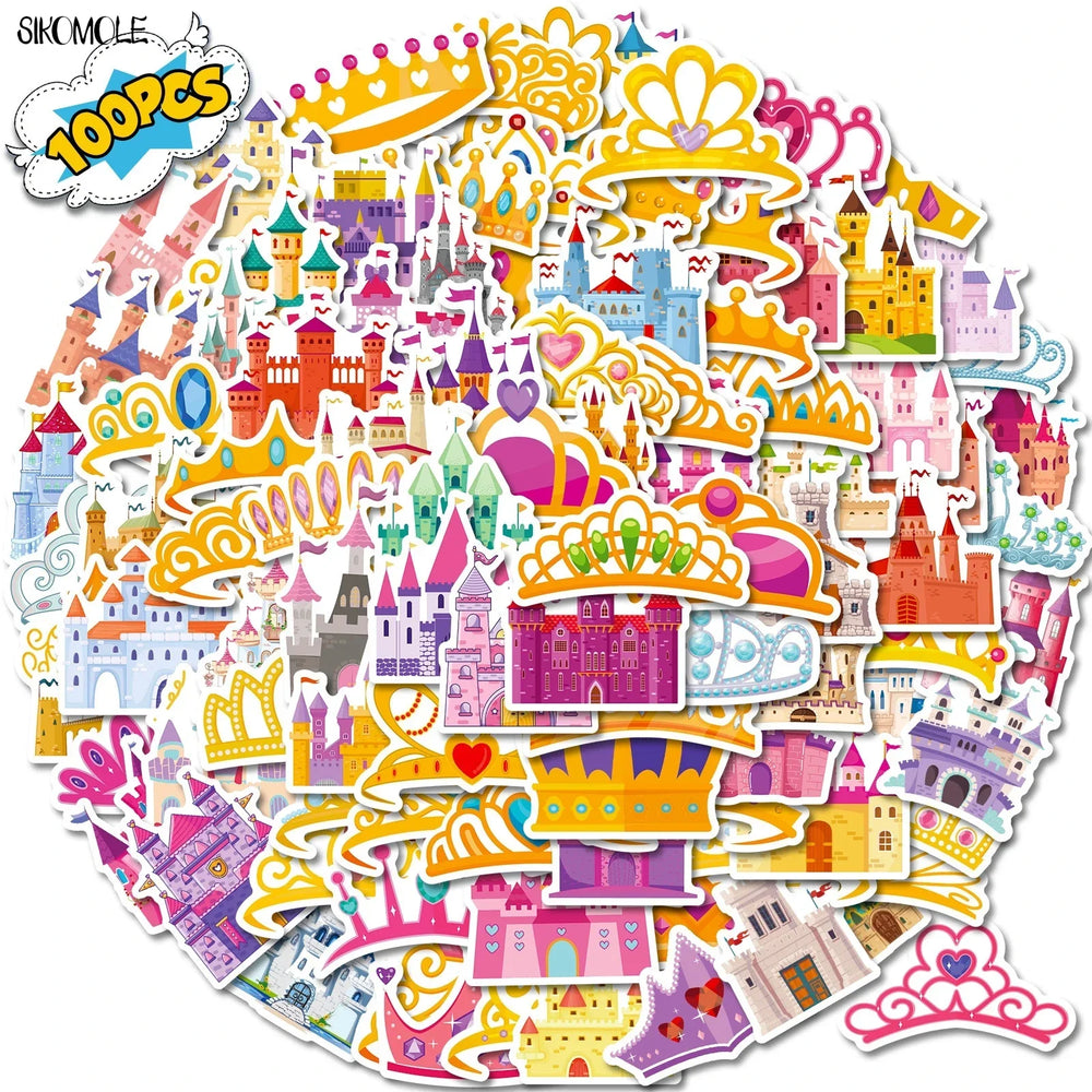 Cartoon Fairy Tale Castle Stickers 10/50/100PCS - Laptop, Luggage, Skateboard, Kid Gift (Online Order Only)