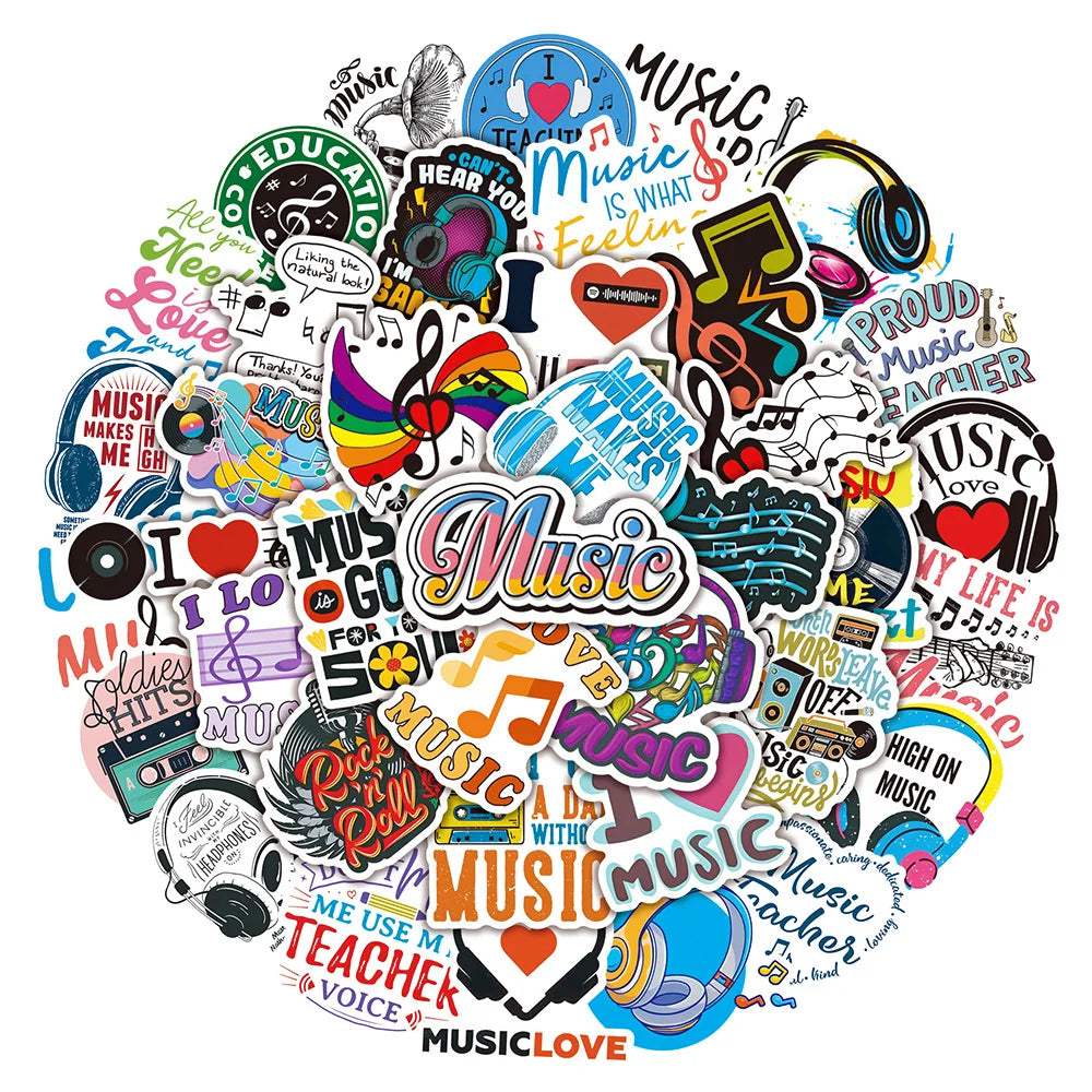 10/50 Inspirational Music Text Cartoon Stickers DIY Laptop Luggage Skateboard Graffiti Decals Sticker 2023 (Online Order Only)