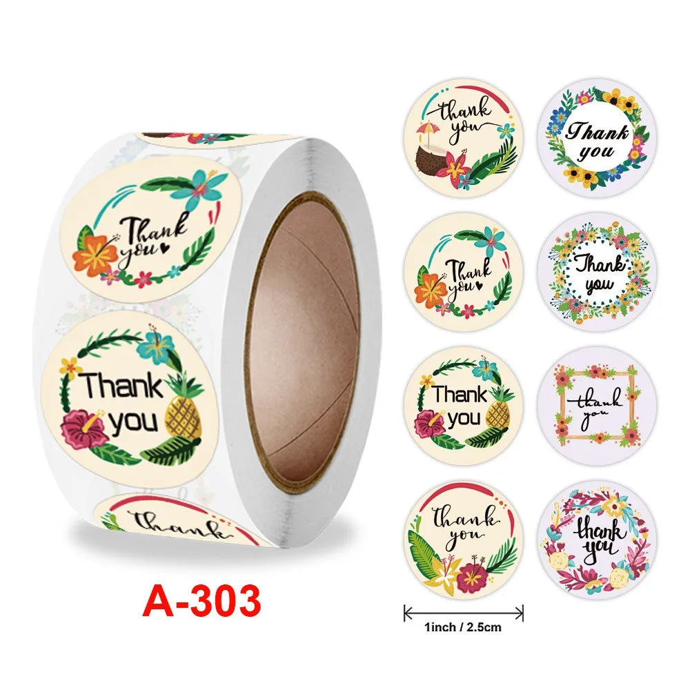 50-500pcs Floral Thank You Stickers Scrapbooking Label For Gift Decoration Wedding Sticker Package Seal Labels Custom Sticker (ONLINE ORDER ONLY)