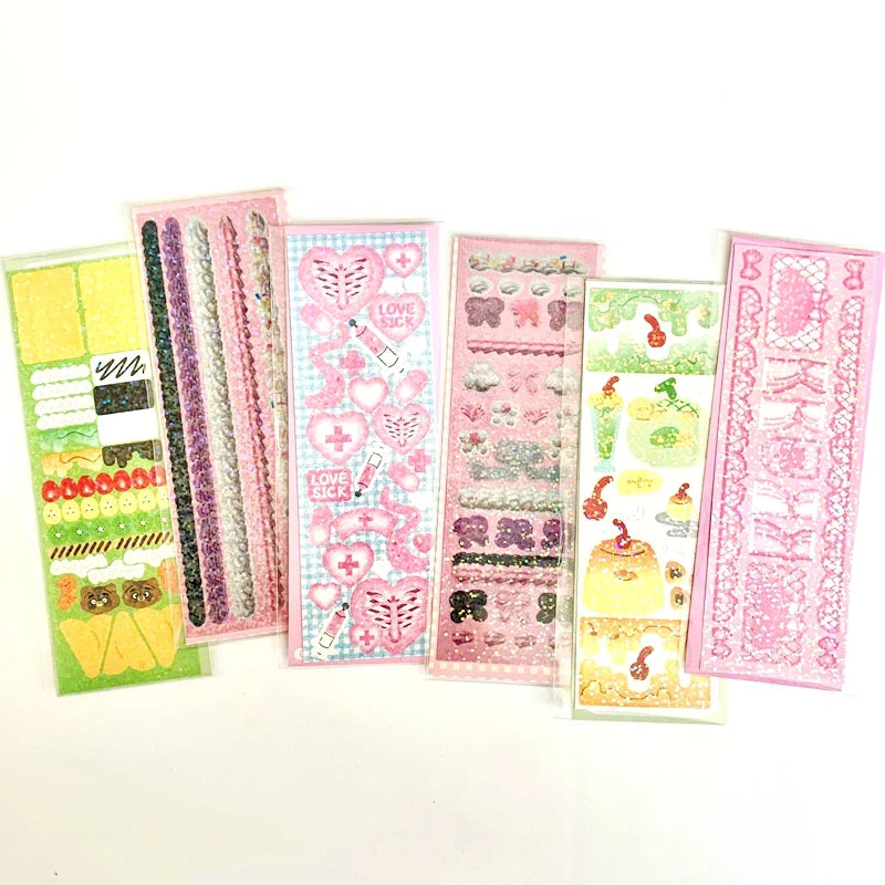 Korean ins Cream Bow Laser Decoration Stickers Diary Hand Account Idol Card DIY Scrapbooking Material Kawaii Stationery Sticker (ONLINE ORDER ONLY)