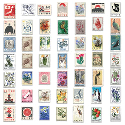 50pcs Retro Stamp Art Stickers Vintage Aesthetic Cartoon Decals For Laptop Luggage Skateboard Phone Sticker Kids Toys (ONLINE ORDER ONLY)