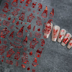 12pcs Cute Christmas Nail Decals Santa Claus Elk Penguin Snowman Cartoon Nail Stickers 3D Self-adhesive Sliders Manicure Decor * (Online Order Only)