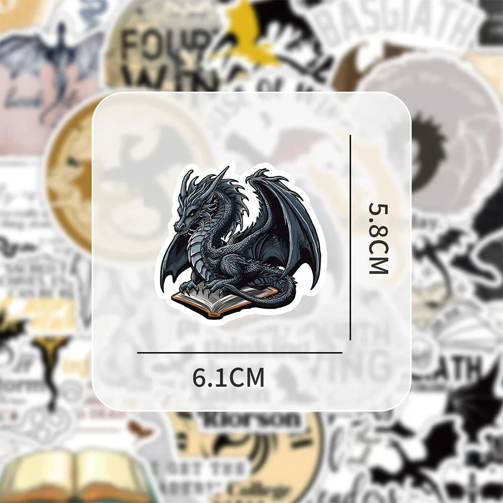 10/30/50/100pcs Cool Novel Fourth Wing Stickers Anime Decals Skateboard Laptop Motorcycle Phone Helmet Waterproof Sticker Toys (Online Order Only)