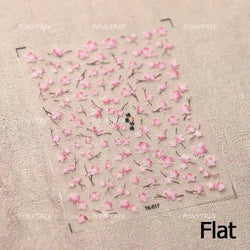 Romantic Cherry Blossom Sakura Flower Petal Leaf Self Adhesive Nail Art Stickers Rhinestone Shiny Flat Petalage Manicure Decals (ONLINE ORDER ONLY)