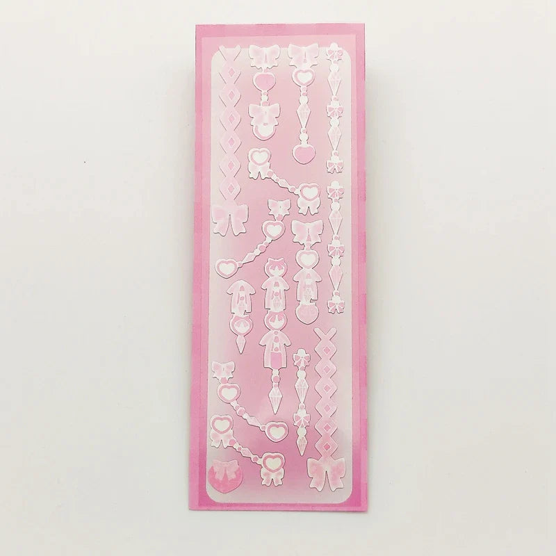 Korean Ins Girls Bow Lace Series Sticker Hand Account Idol Card DIY Album Decoration Scrapbooking Stickers Kawaii Stationery (ONLINE ORDER ONLY)
