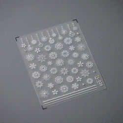 Hot Stamping Romantic White Gold Snowflakes Hexagon Winter 3D Self Adhesive Nail Art Stickers Shiny Rhinestone Manicure Decals (Online Order Only)