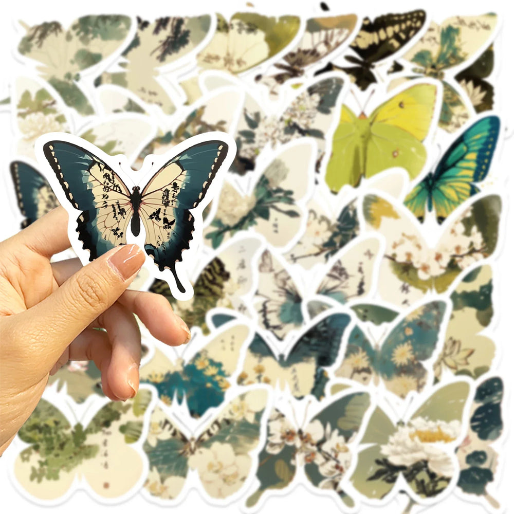 30Pcs Green Butterfly Stickers Vinyl Waterproof Stickers for Laptop Guitar Motorcycle Bike Skateboard Luggage Phone Gift (ONLINE ORDER ONLY)