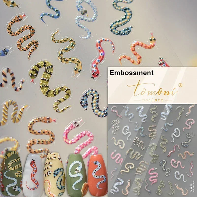 Dark Sword Coiled Snake Cross Butterfly Wing Starburst Starlight Gothic Reptile Animals Nail Art Sticker Festival Manicure Decal (ONLINE ORDER ONLY)