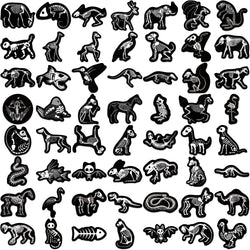 56pcs Animal Skeleton Cool Stickers for Laptop Scrapbook Waterproof Cartoon Graffiti Decals Dark Sticker Toys Decor (Online Order Only)