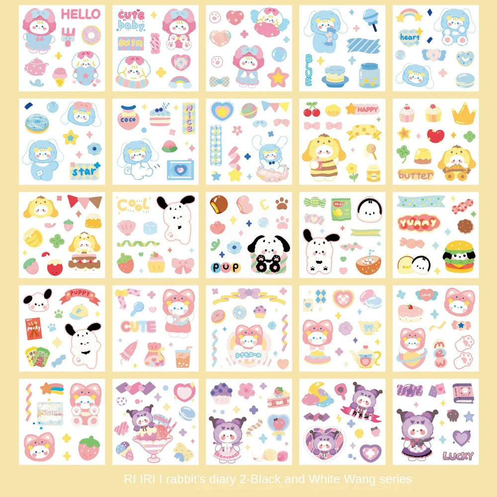 25/100 Pcs Cartoon Cute Sticker Pack Handbook Material Sticker Waterproof Handbook Sticker (Online Order Only)